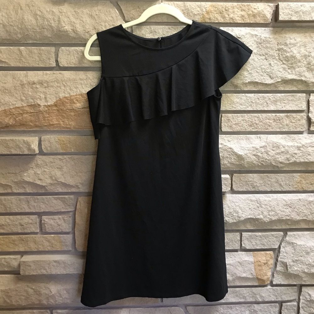 Goelia Asymmetrical Sleeve Knit Mini Dress Black Small 4 Nwt — image 2 of 8